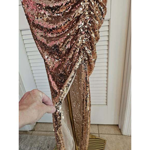 NWT Mable Mermaid Two Piece Rose Gold Sequin Gown Form Fit Prom Dress SMALL SM S - Picture 10 of 10